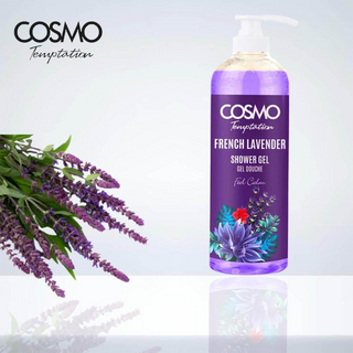 COSMO Temptation French Lavender Shower Gel 1000ml- Calming & Hydrating Cleanse