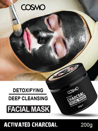 Cosmo Activated Charcoal Face Mask 200g- Deep Pore Cleansing & Blackhead Removal