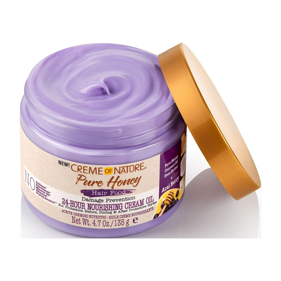 Creme of nature pure honey hair food cream oil 135g 24-hour nourishing damage prevention hair treatment moisturizing cream oil for dry and damaged hair