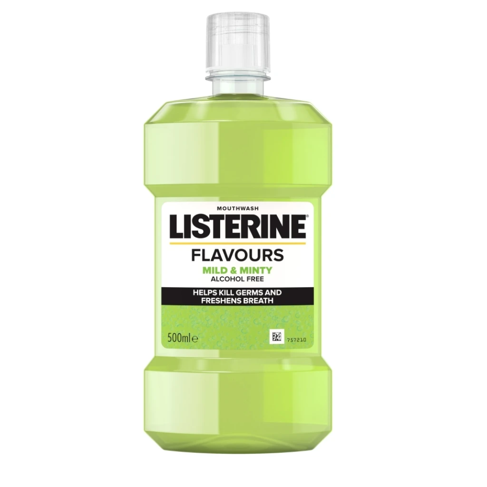 listerine mild minty mouthwash gentle fresh breath plaque protection 500ml
