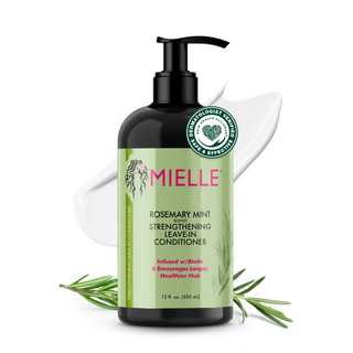 Mielle Organics Rosemary Mint Strengthening Leave-In Conditioner with Biotin – Hydrating Hair Moisturizer for Curly Hair 12oz