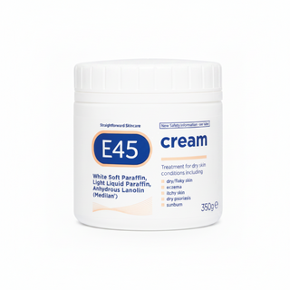 e45 cream 350gm white soft paraffin liquid paraffin lanolin dry itchy sunburn relief moisturising cream