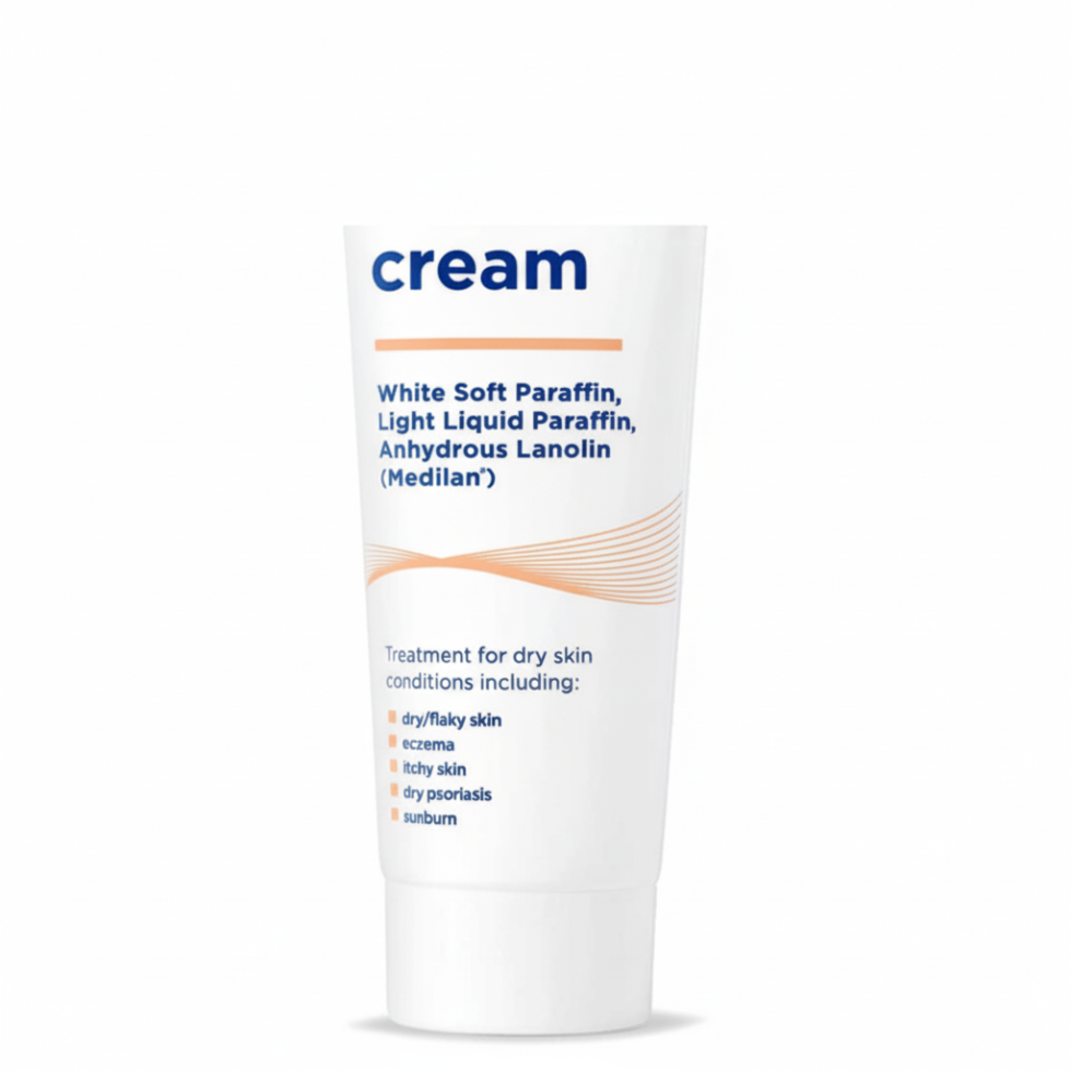 e45 cream 50g white soft paraffin liquid paraffin lanolin dry itchy sunburn relief skin moisturizer