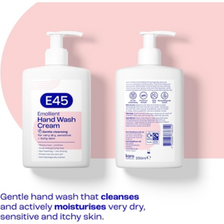e45 emollient hand wash cream 250ml gentle moisturizing wash dry sensitive skin soft clean hands care