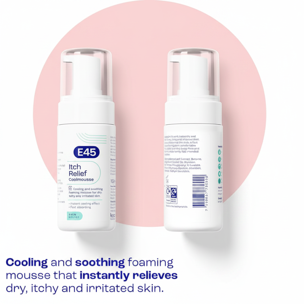 e45 itch relief coolmousse 100ml instant relief dry itchy irritated skin cooling soothing mousse