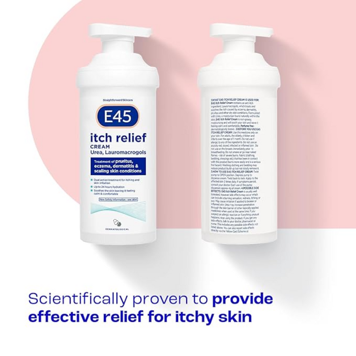 E45 Itch Relief Cream 100ml Pump | Eczema & Itchy Skin Soothing Moisturiser