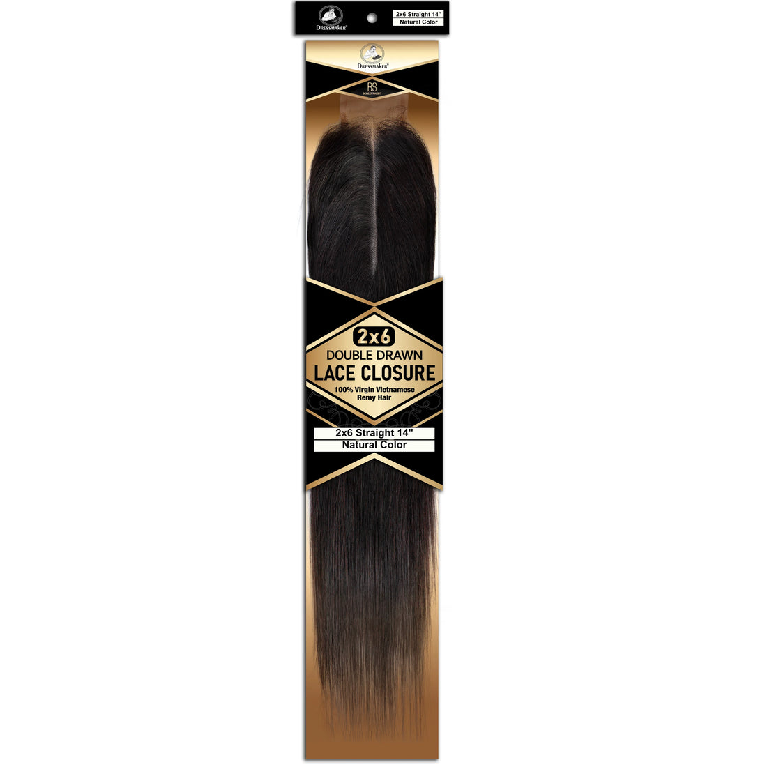 Dressmaker Virgin Vietnamese Double Drawn Lace Closure 2x6 Straight Hair
