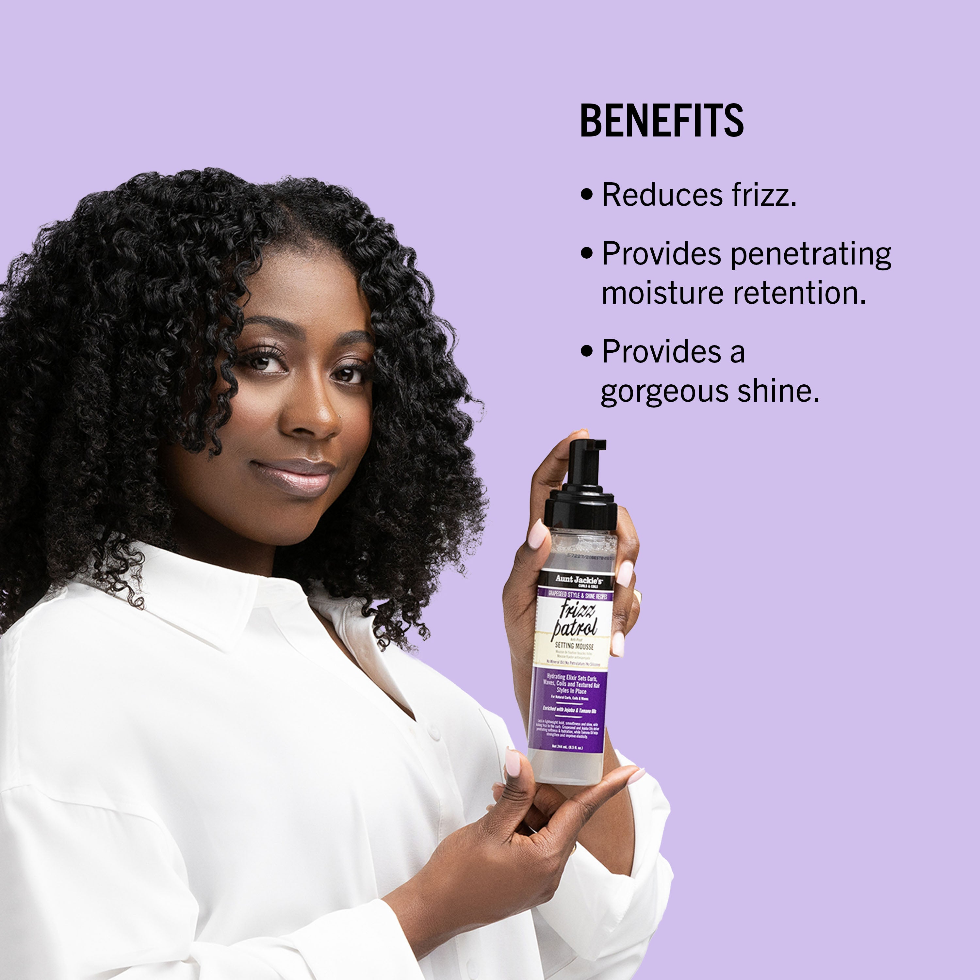 aunt jackies frizz patrol setting mousse 8.5oz anti frizz curl defining foam smooth bouncy curls