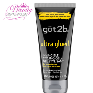 got2b Ultra Glued Invincible Styling Gel 6oz | Extreme Hold, Gravity-Defying Styles