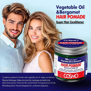 Cosmo Hair Pomade 450ml- Plant-Based Oils & Bergamot- For Dry, Brittle Hair
