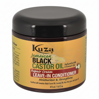 kuza jamaican black castor oil leave in conditioner for deep hydration and hair repair softness