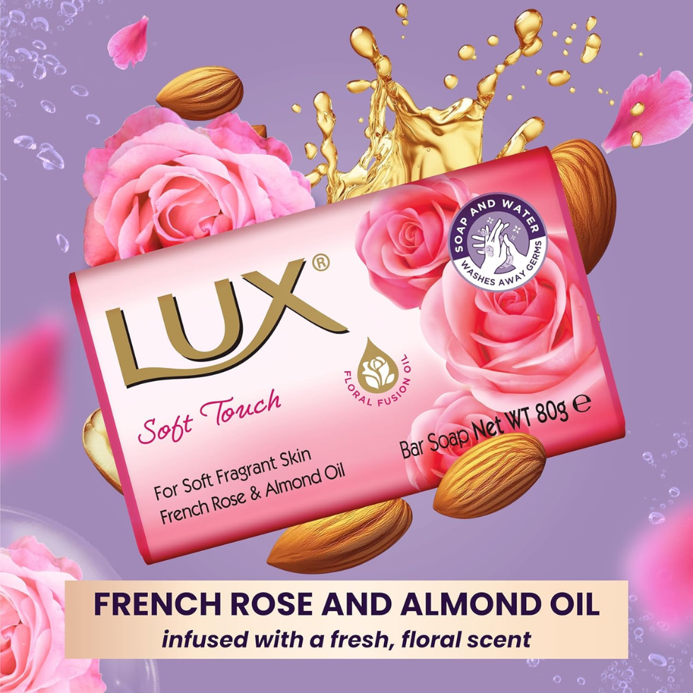 lux pink soap 80g soft smooth fragrant beauty bar floral scent daily cleansing soap for soft and refreshed skin