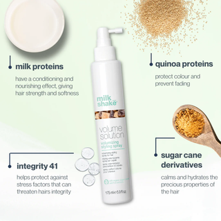 milk shake volumizing styling spray 175ml root lift hair spray for fine and lifeless hair adds volume body structure support and long lasting flexible hold styling product