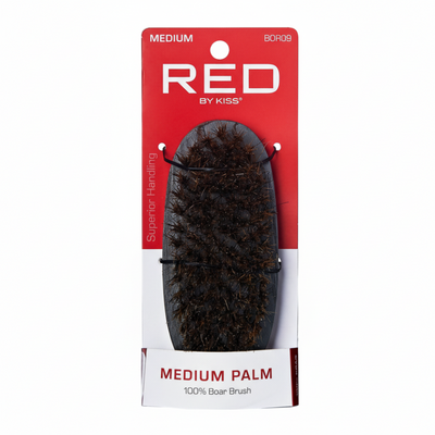 red by kiss boar palm brush bor09 medium bristle wave brush for 360 waves grooming and scalp care