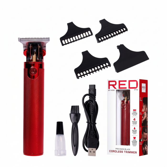 red by kiss precision blade cordless trimmer ct12 red grooming tool beard liner fade trimmer cordless