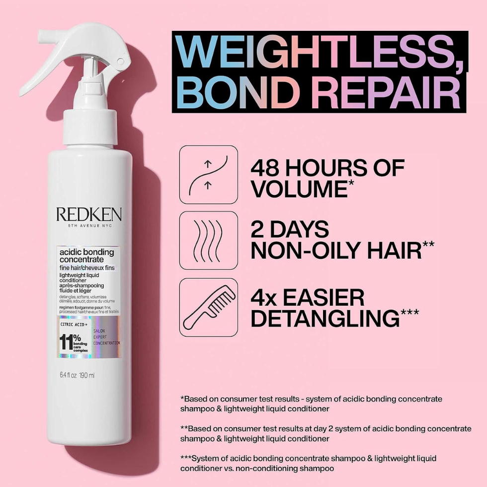 redken acidic bonding concentrate lightweight conditioner 190ml liquid conditioner for fine damaged hair weightless bond repair hydration smoothing and color treated hair care product