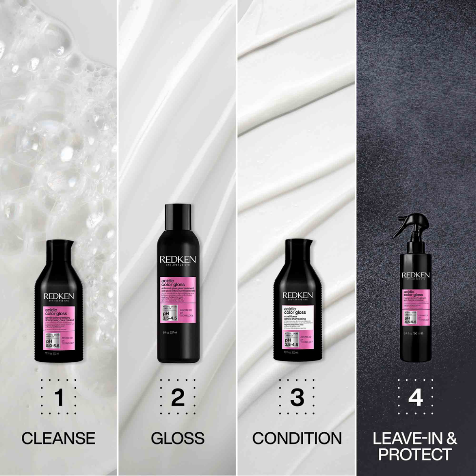 redken acidic color gloss activated glass gloss treatment 237ml weekly glossing treatment for color treated hair enhances shine smooths cuticle protects color vibrancy and leaves hair silky soft and glossy
