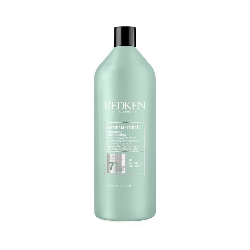 redken amino mint scalp shampoo 1000ml clarifying shampoo for oily scalp removes buildup excess oil and impurities while refreshing the scalp with mint and strengthening hair with amino acid complex