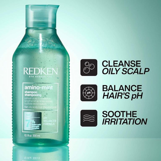 redken amino mint scalp shampoo 300ml clarifying scalp care shampoo with mint helps remove buildup excess oil and impurities while refreshing balancing and cleansing hair and scalp for a healthier feel
