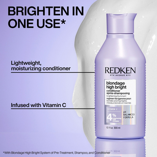 redken blondage high bright conditioner 300ml brightening conditioner for blonde and highlighted hair with vitamin c helps restore shine remove dullness and maintain salon fresh blonde tones between appointments