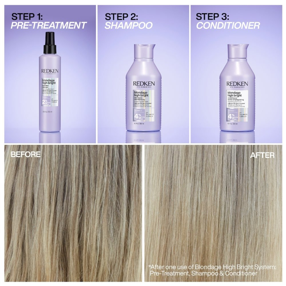 redken blondage high bright conditioner 300ml brightening conditioner for blonde and highlighted hair with vitamin c helps restore shine remove dullness and maintain salon fresh blonde tones between appointments