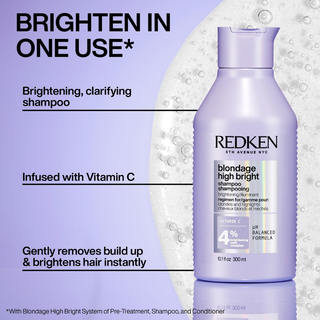 redken blondage high bright shampoo 300ml brightening shampoo for blonde and highlighted hair with vitamin c helps remove buildup restore shine and maintain brighter salon fresh blonde tones between appointments