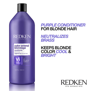 redken color extend blondage conditioner 1000ml purple toning conditioner for blonde and highlighted hair helps neutralize brassiness moisturize strands and strengthen hair with citric acid and violet pigments