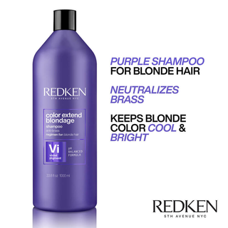 redken color extend blondage shampoo 1000ml purple toning shampoo for blonde and highlighted hair helps neutralize brassiness brighten blonde tones and strengthen hair with ultra violet pigments and triple acid protein complex