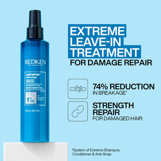 redken extreme anti snap leave in treatment 250ml strengthening hair treatment helps reduce breakage protect against damage smooth cuticles improve shine and support healthier stronger hair for damaged and fragile strands