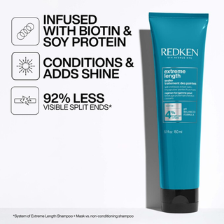 redken extreme length leave in treatment 150ml biotin hair strengthening treatment helps reduce breakage minimize split ends improve manageability and support longer healthier looking hair for damaged and weak strands
