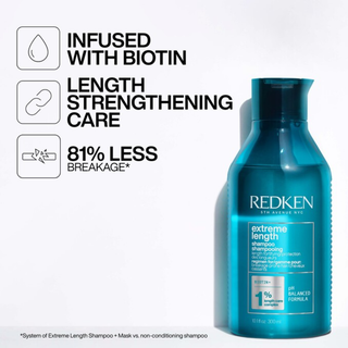 redken extreme length shampoo 300ml strengthening shampoo with biotin and castor oil helps reduce breakage support longer healthier looking hair and improve strength for damaged and weak hair