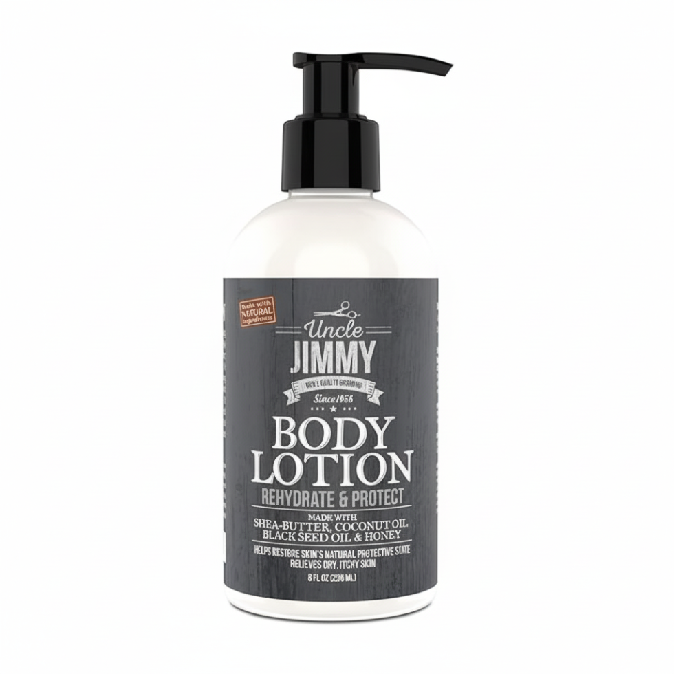 uncle jimmy body lotion 8oz black seed honey dry itchy skin moisturizer soothing hydrating lotion