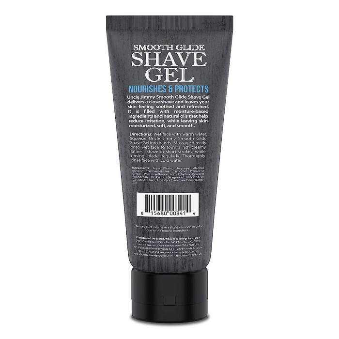 Uncle Jimmy Smooth Glide Shave Gel 8oz | Clear Beard Shaving Gel for Smooth Shave