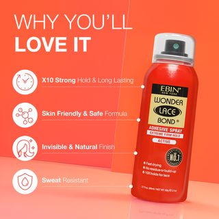 EBIN Wonder lace Bond Adhesive Spray -Extreme mega hold Active 80ml- Wig Spray